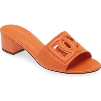Dolce & Gabbana DG Interlock Slide Sandal in 80244 Orange at Nordstrom, Size 9.5Us