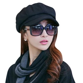 Generic Women Girls Baker Boy Hat Wool French Style Wool Beret Hat 8-Panel Winter Warm Newsboy Peaked Beret Hat Chic Visor Beanie Winter Autumn Hat Stretchabl