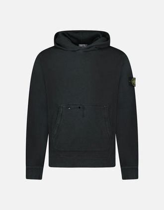 Stone Island Mens Stone Island Diagonal Fleece Old Effect Hoodie in Black - Size: 42