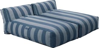 Oviala Conjunto de jard&iacute;n modulares y 2 tumbonas Azul Pac&iacute;fico a rayas