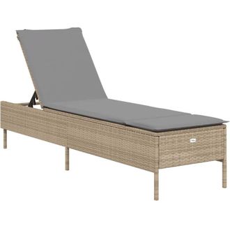 vidaXL Tumbona Con Coj&iacute;n Rat&aacute;n Sint&eacute;tico Beige Vidaxl