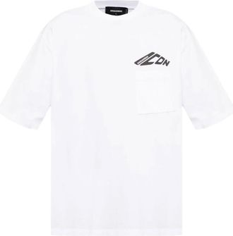 Dsquared2 Tops, Heren, Wit, L, Katoen, Iconisch Wit Jersey T-shirt