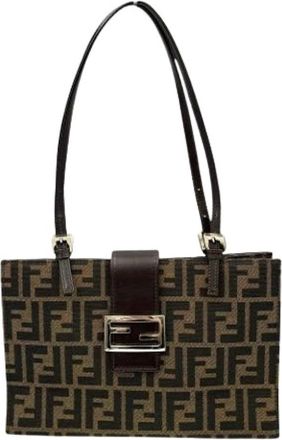 Fendi Pre-owned Shoulder Bags, female, Brown, Size: ONE SIZE Pre-owned Vintage Zucca Shoulder Bag
