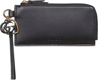 Gucci Pasjeshouder met logo bedel - Zwart