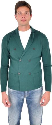 Drumohr Dubbelrijige Merinowol Blazer - Heren - Blazers - Groen - M - Wol - Jassen