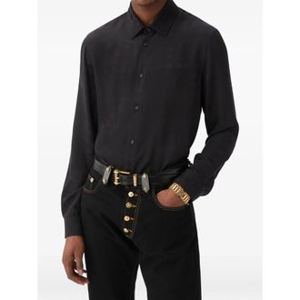 Versace Jacquard Silk Cr&ecirc;pe Satin Silk Shirt
