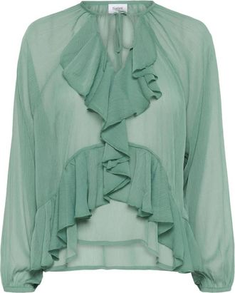 Saint Tropez Jacelyn SZ Blouse - Dames - Blouses - Groen - L - Overhemden