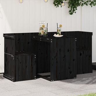 Berkfield Home Balcony Set 2 Seater Black Solid Wood Pine