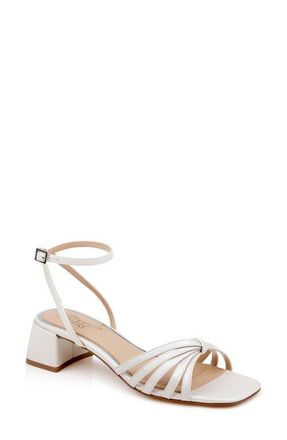 Badgley Mischka Pasco Ankle Strap Sandal in White Leather at Nordstrom, Size 8.5