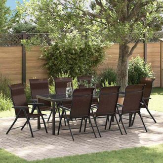 vidaXL Conjunto De Comedor De Jard&iacute;n 9 Pcs Marr&oacute;n Vidaxl