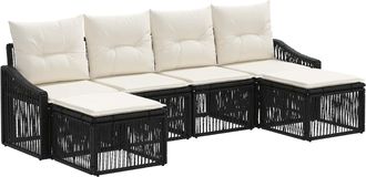vidaXL Conjunto De Sof&aacute;s De Jard&iacute;n 6 Uds. Negro Rat&aacute;n Sint&eacute;tico Vidaxl