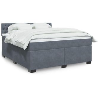 vidaXL Cama Box Spring Con Colch&oacute;n Terciopelo Gris Oscuro 180x200 Cm