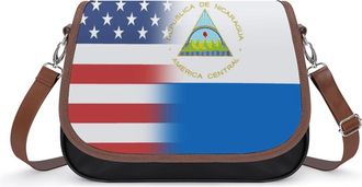 Generic USA And Nicaragua Flag Small Womens Crossbody Bags Shoulder Handbag with Adjustable Strap for Travel