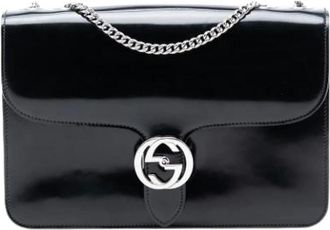 Gucci Pre-owned Shoulder Bags, female, Black, Size: ONE SIZE Pre-owned Leather Crossbody Bag