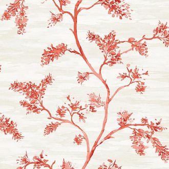 Ballard Designs Branches Wallpaper - Red - Ballard Designs