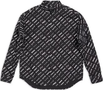 Balenciaga Logomania All Over Long Sleeve Shirt Black 662983TNLL11070