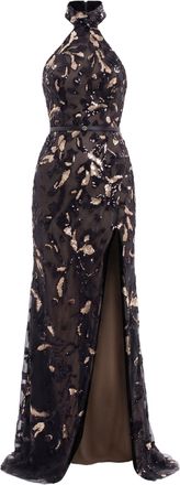Saiid Kobeisy Halter Neck Embroidered Tulle Dress
