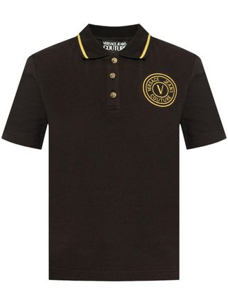 Versace Jeans Couture embroidered-logo cotton polo shirt - Black