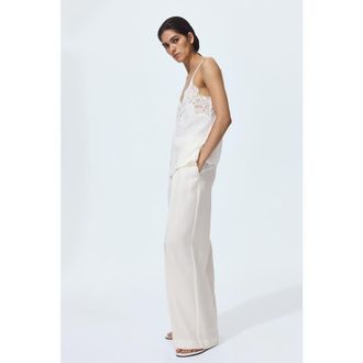 H&M Wide Tailored Trousers in Cream at Nordstrom, Size 10
