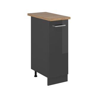Vicco Armario De Farmacia R-line, Antracita Alto Brillo, 30 Cm, Et Roble, Vicco