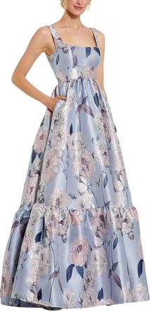 Mac Duggal Brocade Scoop Neck Sleeveless Floral Gown