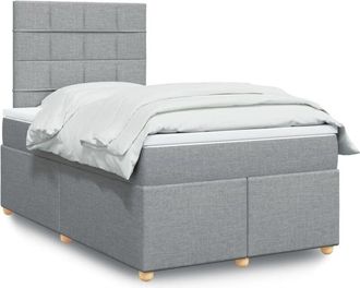 vidaXL Vidaxl - Cama Box Spring Con Colch&oacute;n Tela Gris Claro 120x190 Cm