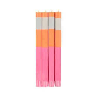 British Colour Standard Abstract Striped Dinner Candles - Set of 4 in Orange/willow/Neyron at Nordstrom