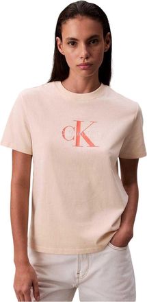 Calvin Klein Dames Monogram Ronde Hals T-Shirt (Sand)