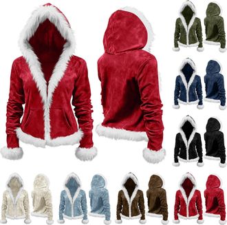 Generic Womens Christmas Coat Long Sleeve Open Front Jacket Ladies Winter Jackets for Women Soft Coats Warm Style Daily Wear Work Travel