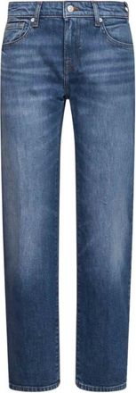 7 For All Mankind Blue Straight High Rise Jeans