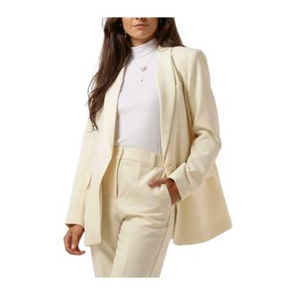 Notre-V Jassen, Dames, Beige, L, Leer, Puck Blazer