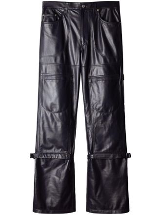 Off-white Leren broek - Blauw