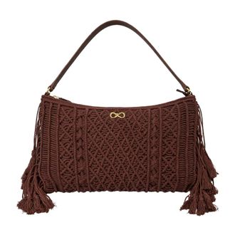 Twinset Shoulder Bags, female, Brown, Size: ONE SIZE Macram&eacute; Shoulder Bag