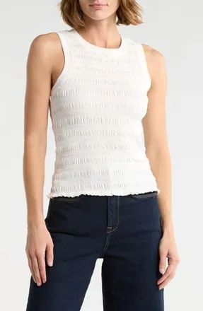 Joie Smocked Crewneck Tank in Snow White at Nordstrom Rack, Size X-Small