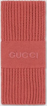 Gucci Wool Cashmere Scarf With Embroidery, Pink, Wool