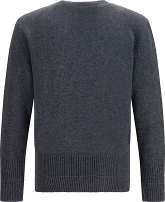 Maison Margiela Mens Wool Crewneck Sweater Dark Grey Melange Ovis Aries; Polyamide