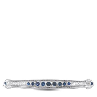 Luxury Bazaar 18K White Gold 0.60ct Diamond and Sapphire Art Deco Bar Brooch MF30-070126