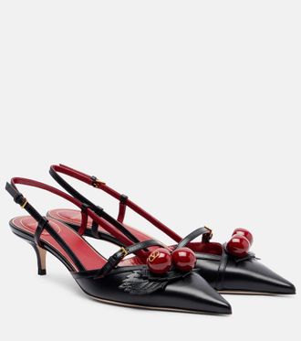 Valentino Garavani Cherryfic 45 leather slingback pumps