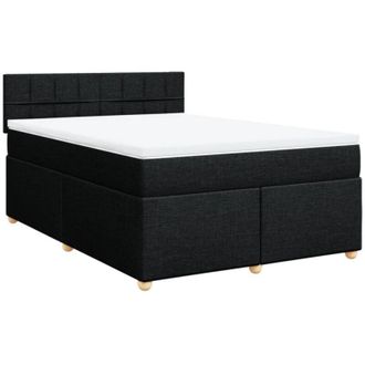 vidaXL Cama Box Spring Con Colch&oacute;n Tela Negro 160x200 Cm Vidaxl