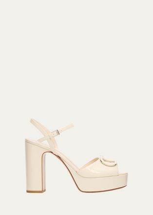 Valentino Garavani 115mm VLogo Patent Leather Platform Sandals