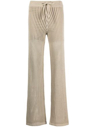 HUGO BOSS open-knit straight-leg trousers - Green