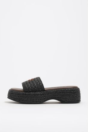 Bimba & Lola Raffia Platform Sandals in Black at Nordstrom, Size 37