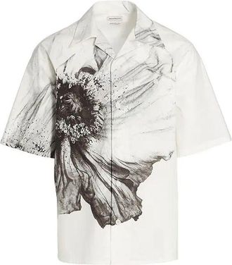 Alexander McQueen White Cotton Shortsleeve Mens Shirt