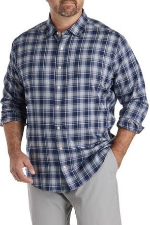 Vineyard Vines Big & Tall Plaid Tech Twill Sport Shirt in Ultimate Grey at Nordstrom, Size Xx-Large