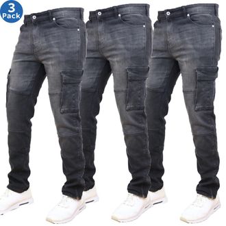 Blue Ice Mens Stretch Cargo Pocket Jeans-3 Pack