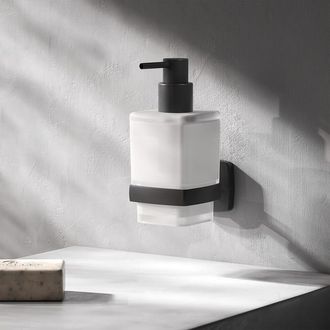 OEM Distributore Di Sapone Liquido In Vetro Con Supporto A Parete, Nero