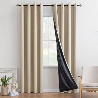 Elle Juego De 2 Cortinas Opacas T&eacute;rmicas Con Aislamiento, Protecci&oacute;n Uv, Protecci&oacute;n Solar, Cortinas Decorativas Para Sala De Estar, Cocina, Dormitorio, 132