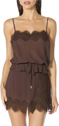 AFRM Healy Lace Trim Camisole in Espresso at Nordstrom, Size X-Large