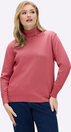 Casual Looks Rollkragenpullover CASUAL LOOKS Pullover, Damen, Gr. 36, rot (korallenrot), 100% Baumwolle, unifarben, figurumspielend, Pullover Rollkragenpullover