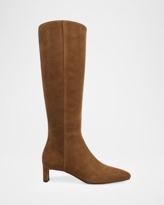 Vince Lilith Suede Knee-High Kitten-Heel Boots
